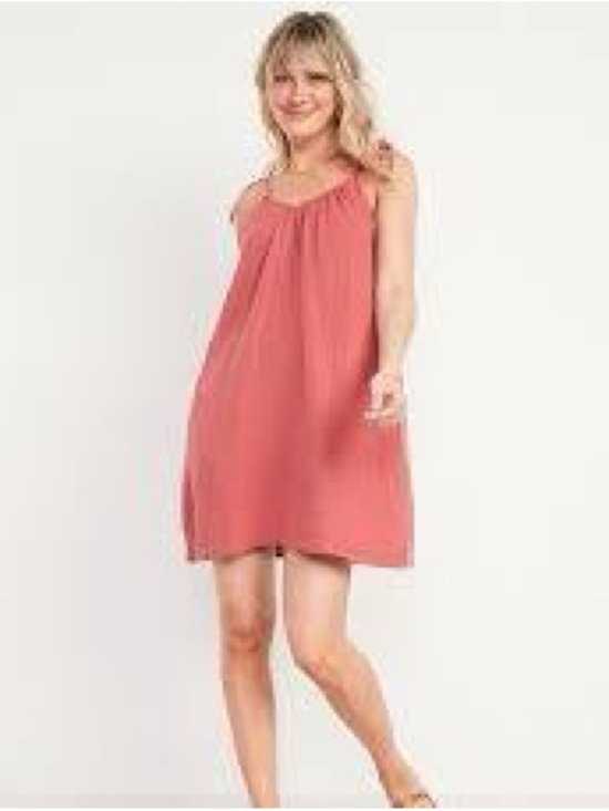 Old Navy Dresses & Skirts - NWT Old Navy Brick Red Boho Gauze Tie Shoulder Swing Dress Size XL